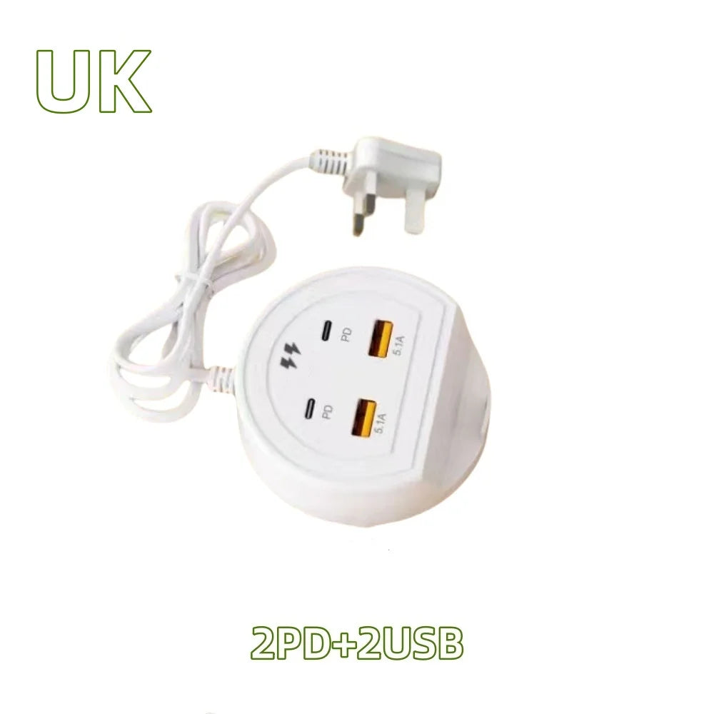 5-in-1 Power Strip with 4 Ports Phone Holder, EU/UK/US Universal Socket Multi-Device Fast Charging Station for iPhone 16 Samsung Peaceful Pleasures Health and Wellness 2U2C UK