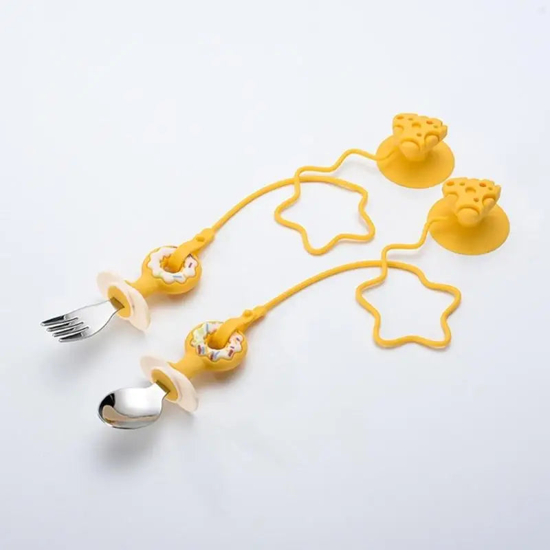 Infant Training Spoon & Fork Set | BPA-Free Silicone Suction