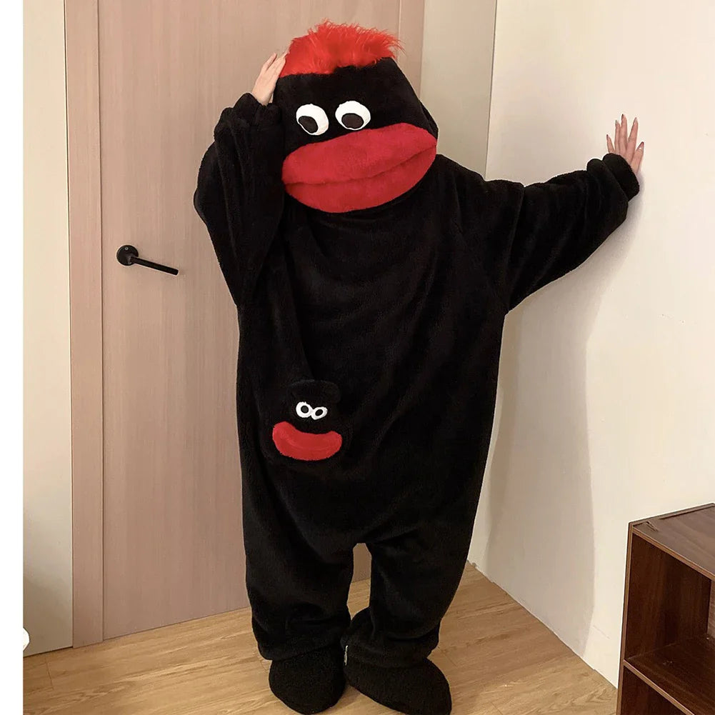 Monster Onesie Pajamas – Warm Coral Fleece Loungewear