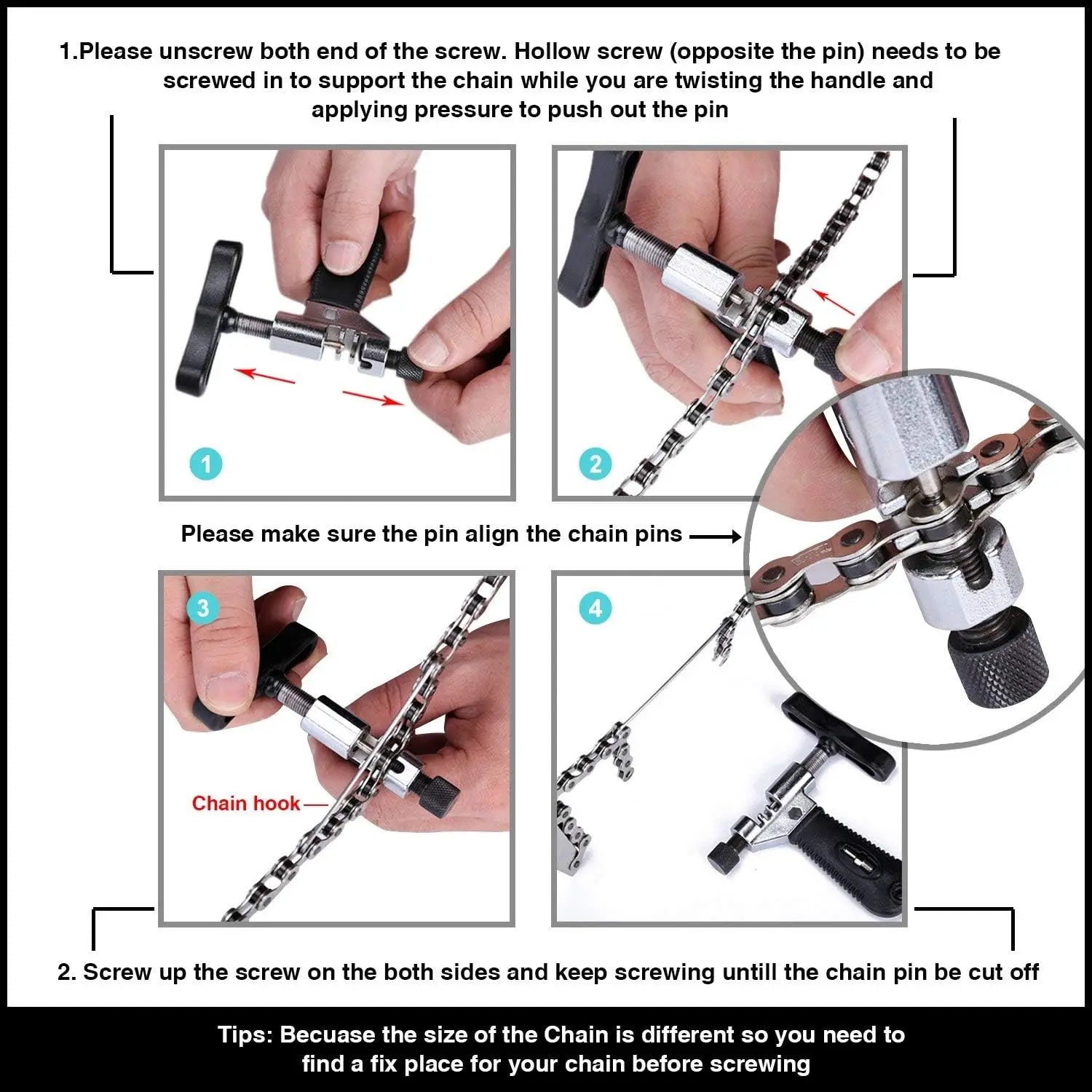 Bike Chain Link Pliers Clamp Splitter Anti Slip Handle Cycling Chain Clamp Multi Link Plier Removal Repair Hand Tool ﻿ Peaceful Pleasures Health and Wellness