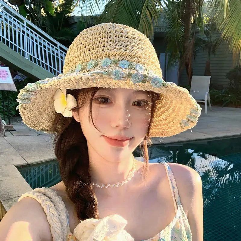 Women's Foldable Wide Brim Straw Sun Hat | UV Beach Hat