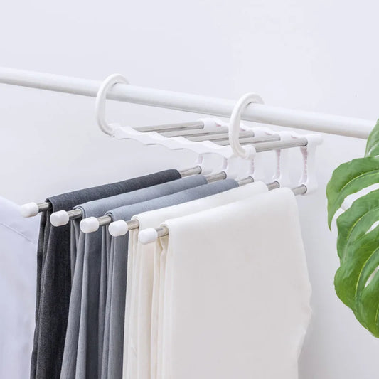 5-in-1 Multi-function Magic Pants Hanger Stainless Steel Foldable Peaceful Pleasures Health and Wellness
