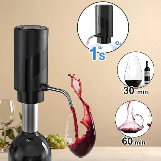 Intelligent Wine Aerator Dispenser Rechargeable One Touch Electric WineDecanter Liquor Dispenser Set Bar Party Wine Accessories Peaceful Pleasures Health and Wellness