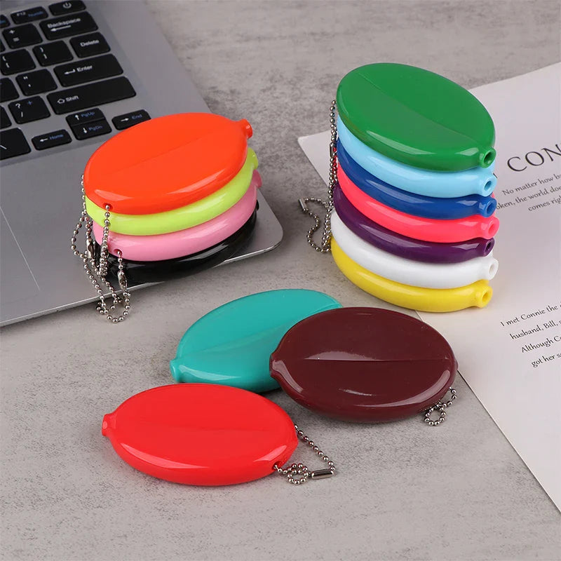 Oval PVC Coin Purse with Chain – Mini Jewelry & Coins Bag