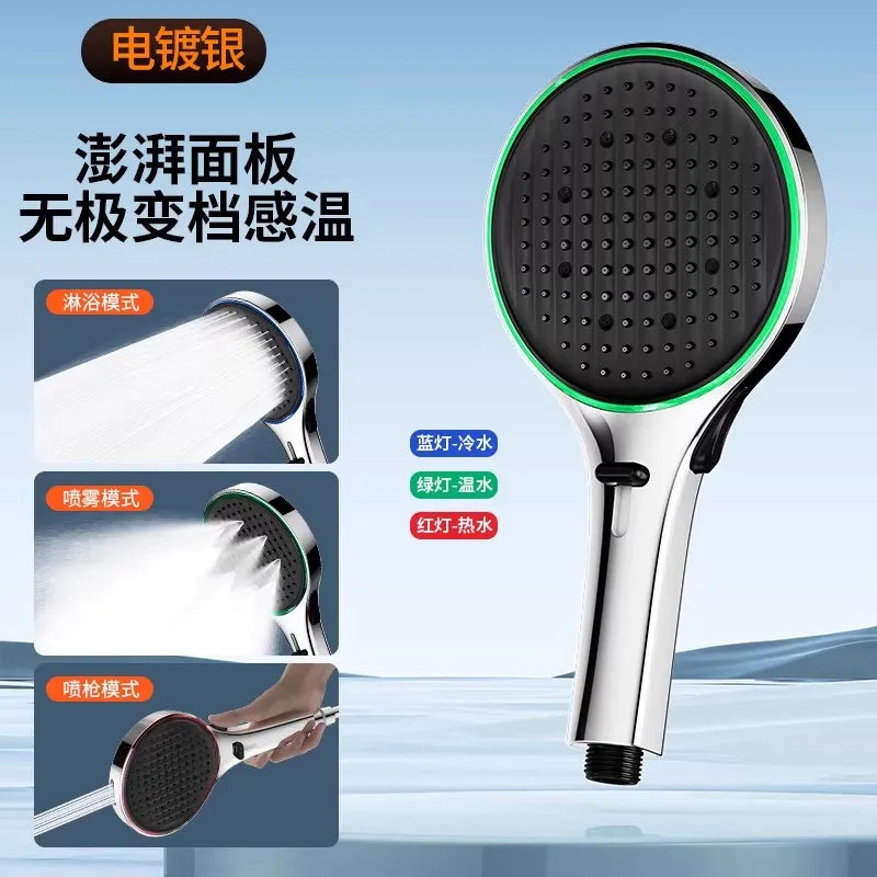 LED Temperature Sensing Shower Head | 3 Modes, Water Saving