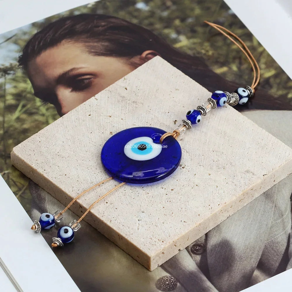 Evil Eye Charm Protection Tassel Crystals Feng Shui Car Room Decor Turkish Blue Eye Retro Glass Pendant Home Decor Gifts nordic Peaceful Pleasures Health and Wellness