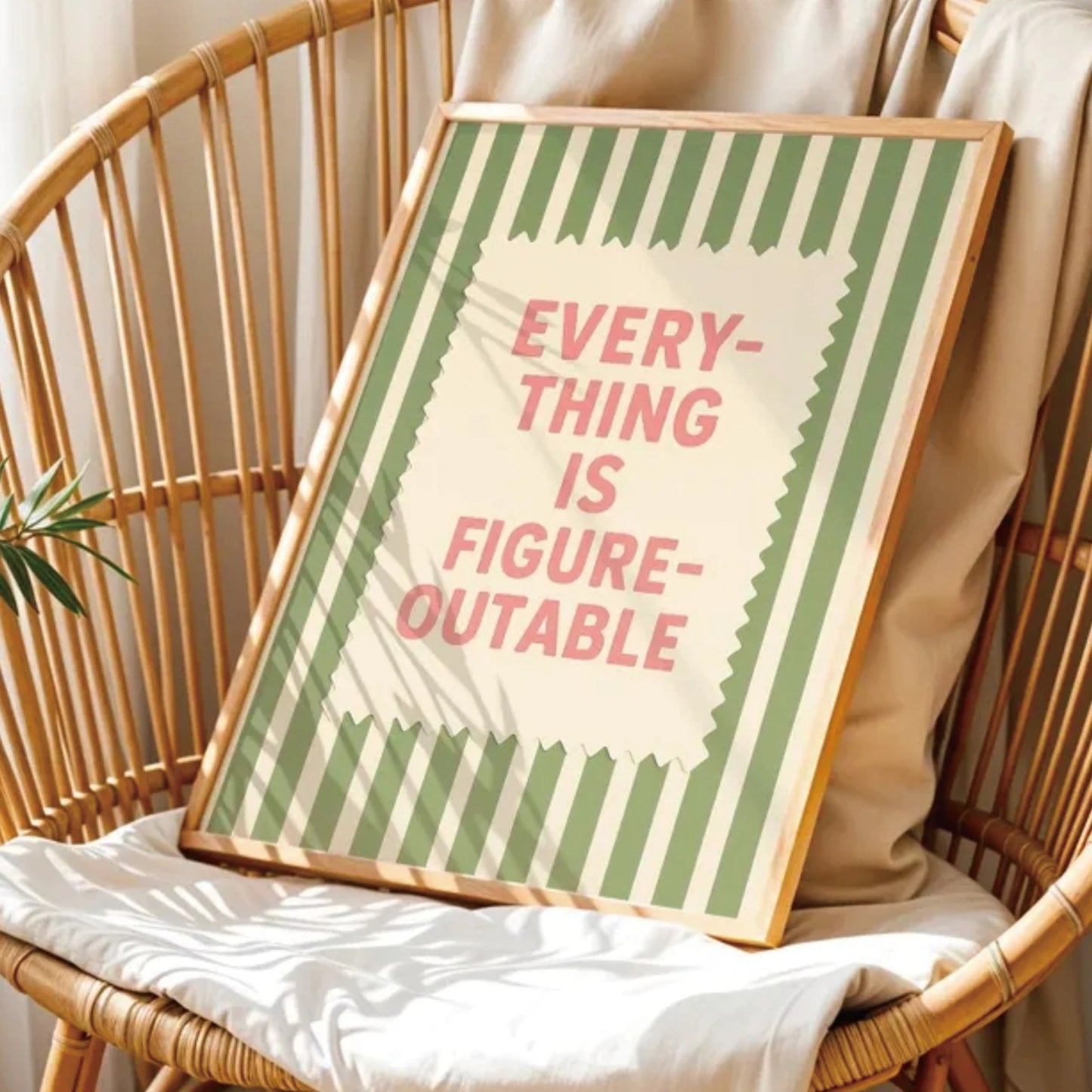 "Everything Is Figureoutable" Sage Green Quote Canvas Wall Art