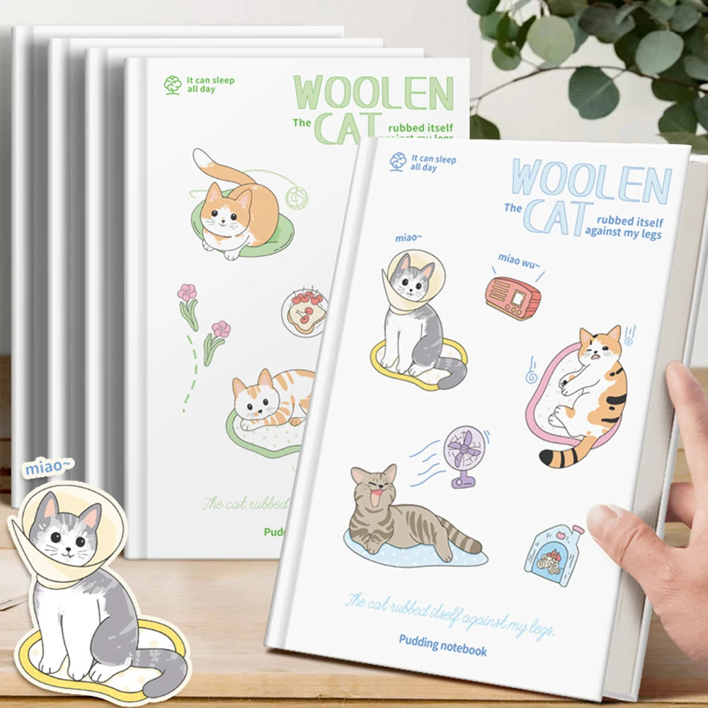 Cute Cat A5 Hard Cover Notebook Cartoon Simplified Student Classroom