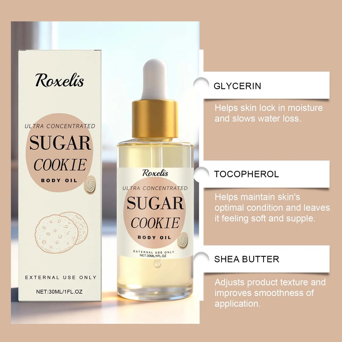 Sugar Cookie Fragrance Body Oil – Shea Butter & Vitamin E