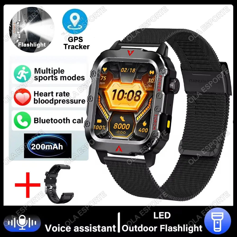 Men's GPS Smart Watch LED Flashlight Sport Tracker Waterproof