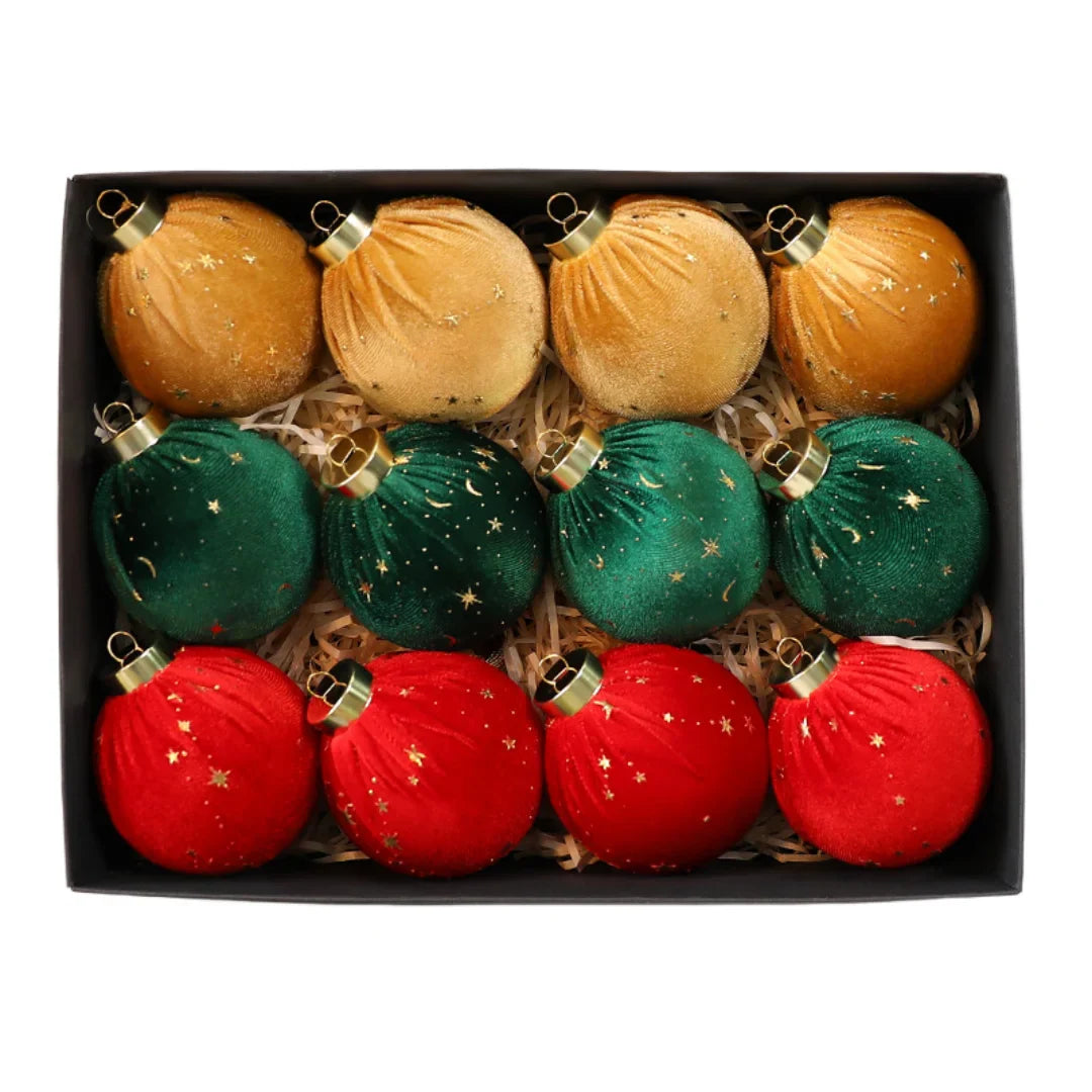12-Pack 8cm Velvet Christmas Ball Ornaments | Tree Decor