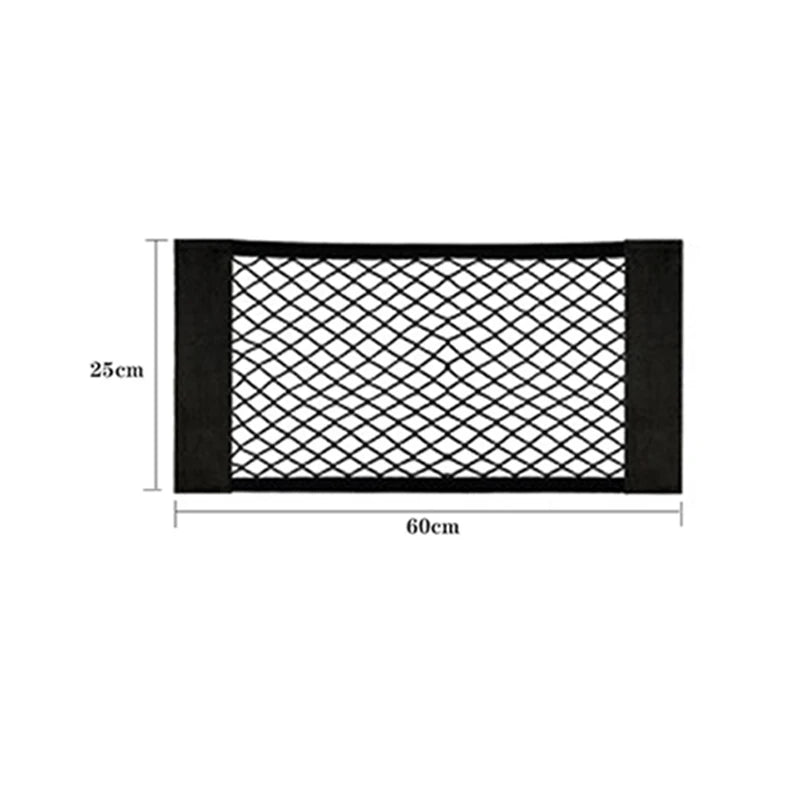 Self-Adhesive Magic Tape Car Trunk Mesh Storage Organizer Elastic Cargo Net Pocket Universal Trunk Seat Back Storage Accessories Peaceful Pleasures Health and Wellness 60 x 25