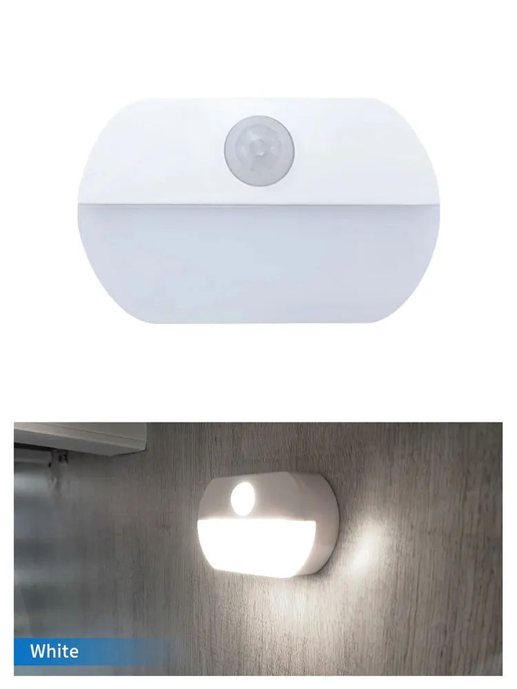 Human Infrared Sensing LED Night Light Battery Powered Motion Sensor Lamp Stick on Hallway Stair Closet Cabinet Bedroom Bathroom Peaceful Pleasures Health and Wellness 6 pcs cold white
