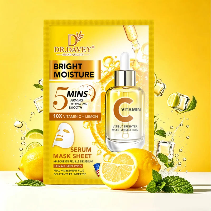 DR.DAVEY Vitamin C Serum Facial Mask Facial Care Moisturizing and Tender Skin Easy to Absorb Portable 10 Tablets/Box Peaceful Pleasures Health and Wellness