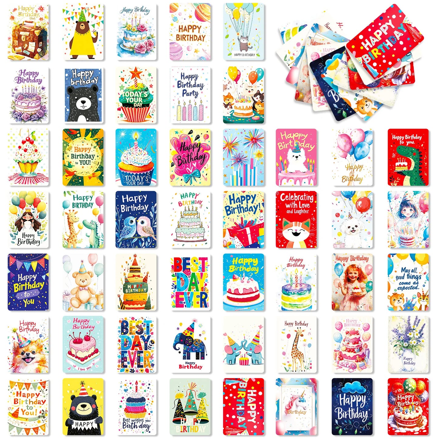 Happy Birthday Cards Non Repetitive Cartoon Patterns Blessings