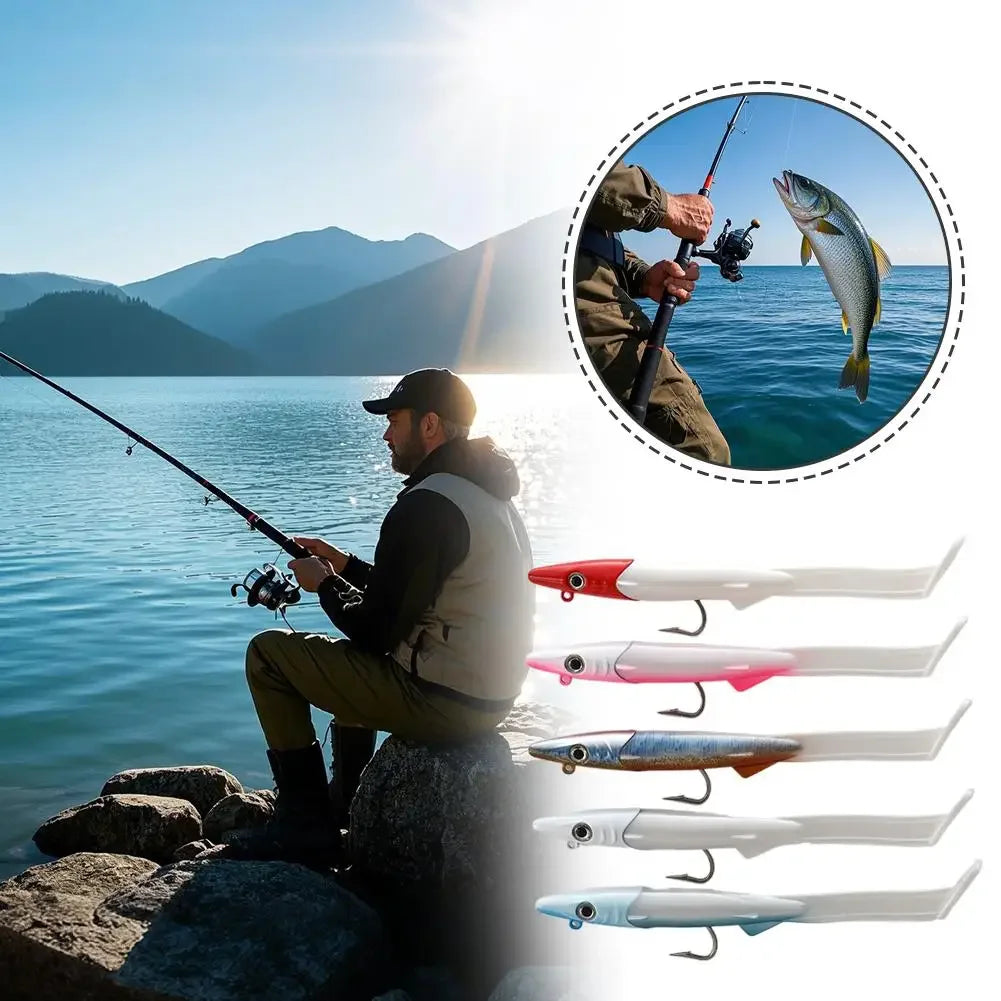 Soft Fishing Lures Kit Artificial Bait With VMC Hook 12cm 26g 2pcs/Pack Body Soft Lure for Freshwater Saltwater Fishing Peaceful Pleasures Health and Wellness