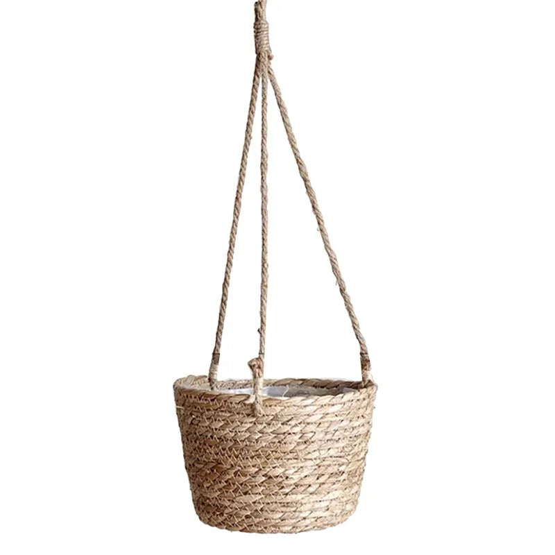 Garden Hanging Planter Macrame Plant Storage Basket Jute Rope Woven