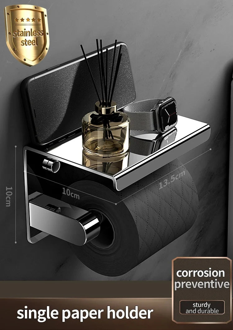 304 Stainless Steel Toilet Paper Holder – Waterproof Wall Mount