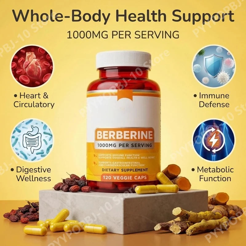 Berberine HCl 1000mg – Immune & Digestive Support | 120 Vegan Caps