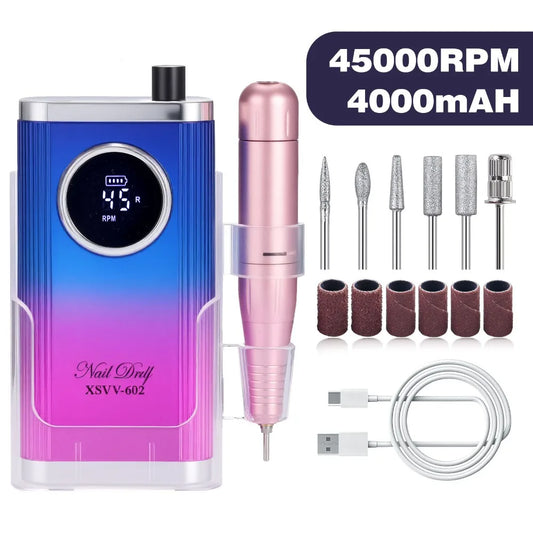 45,000 RPM Rechargeable Electric Nail Drill | Gel Polish Remover Electric Nail Drill Peaceful Pleasures Health and Wellness