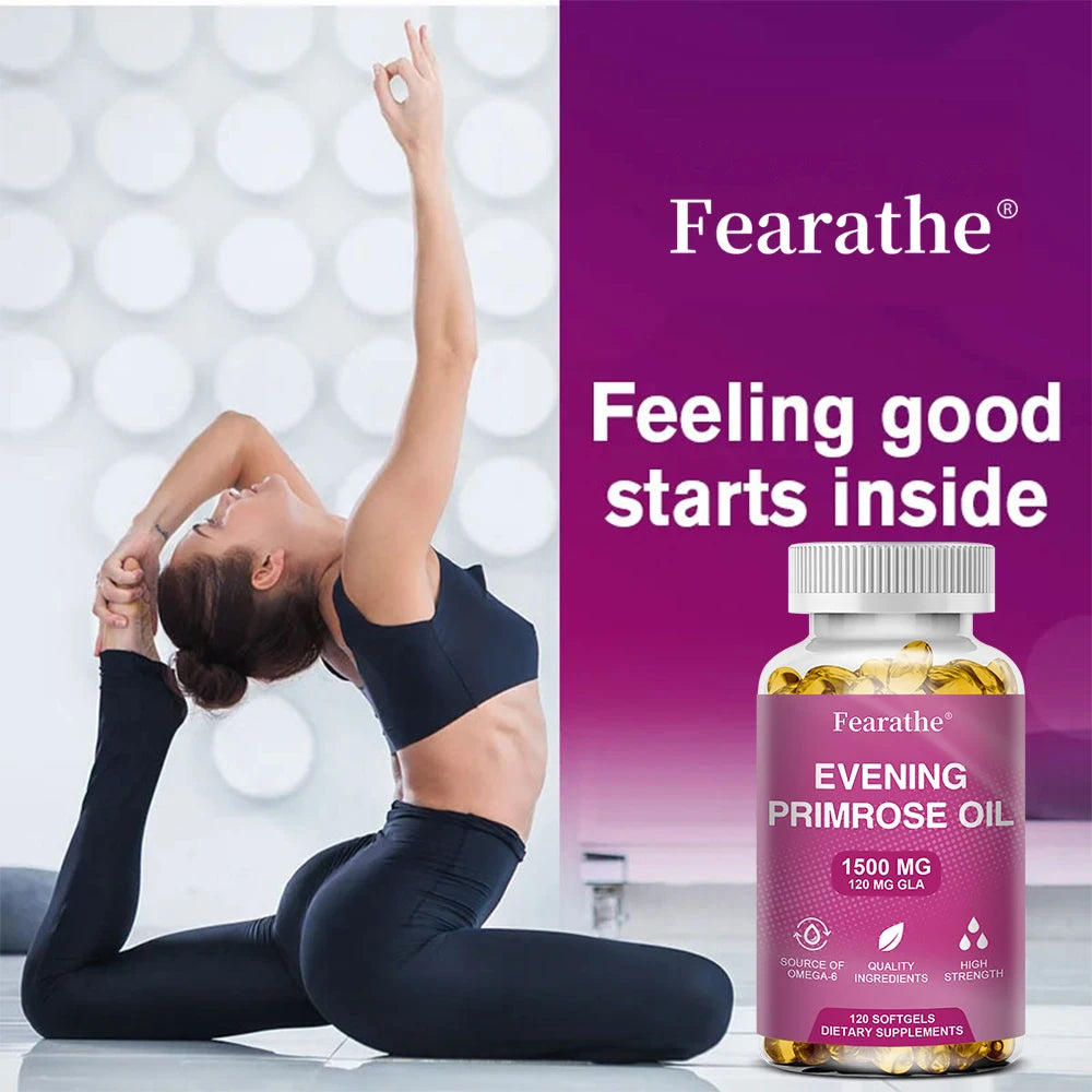Evening Primrose Supplement Cold Pressed Oil - Contains Gelatin and Vegetable Glycerin To Promote Healthy Skin,120 Capsules Peaceful Pleasures Health and Wellness