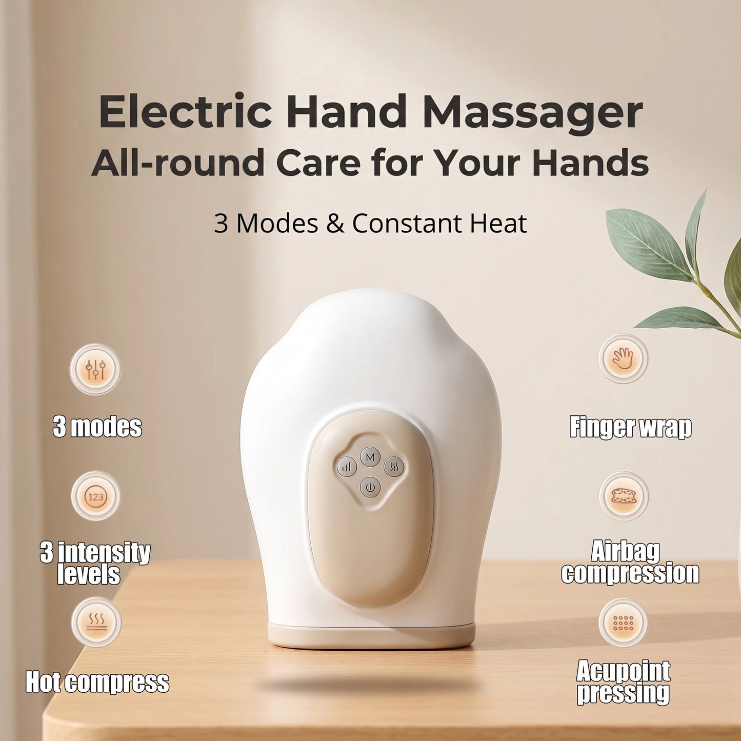 Hand Massager with Airbag Compression Finger Wrist Palm Massage Machine Vibration Glove for Hand Muscle Relax Gift for Men Women Peaceful Pleasures Health and Wellness