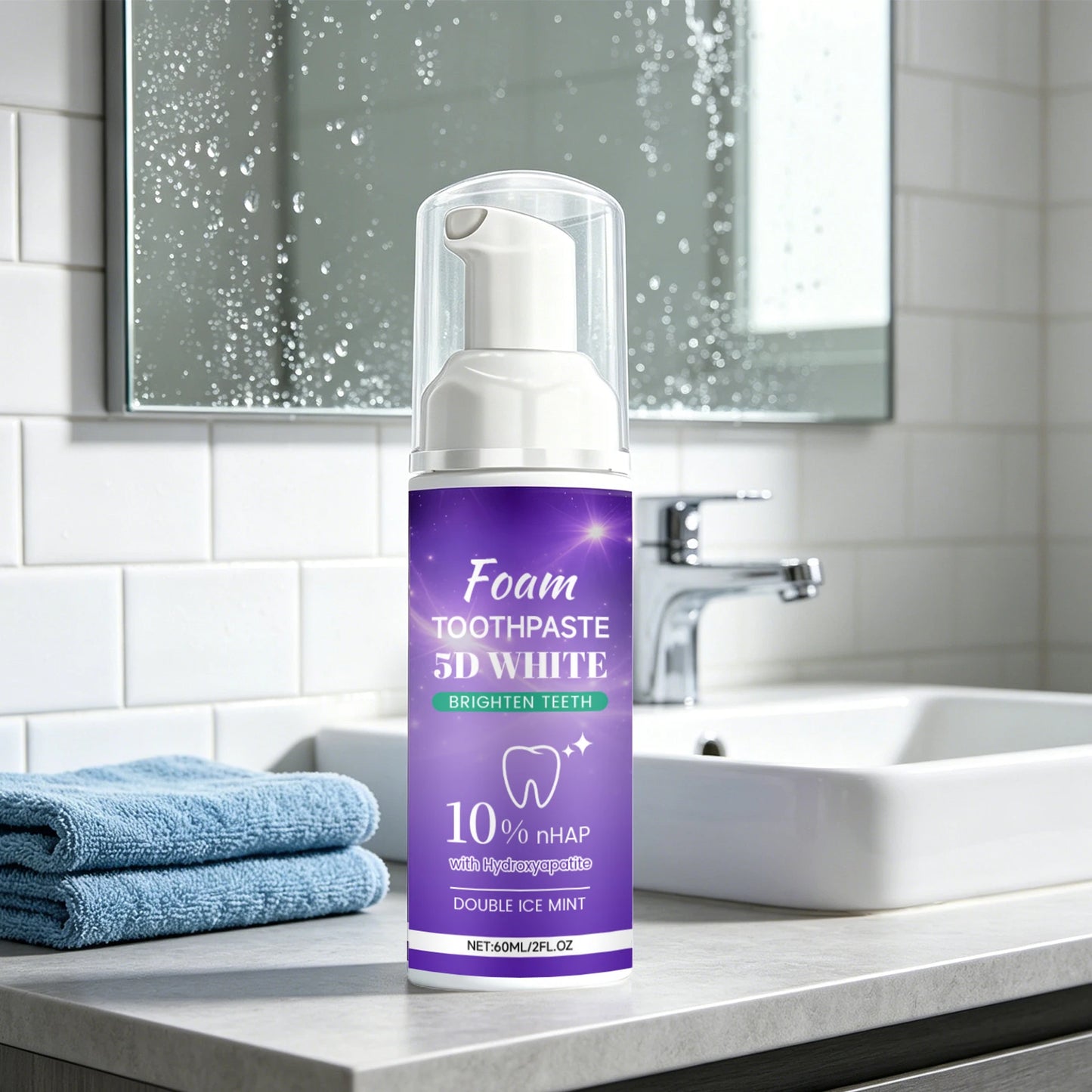 5D White Foam Toothpaste 10% Nhap Enamel Repair Fresh Breath Coffee/Smoke Stain Remover Mint Toothpaste Brightening Teeth Care Peaceful Pleasures Health and Wellness
