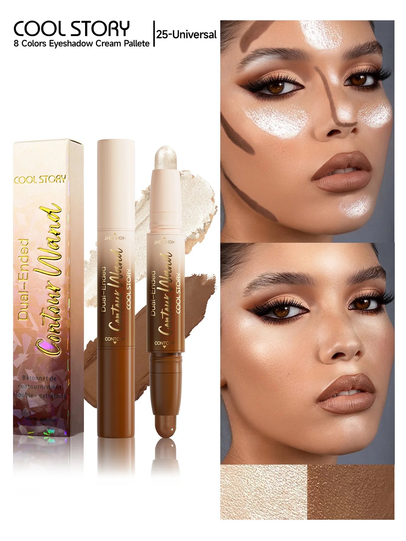 2-in-1 Glitter Highlighter & Contour Stick | Long-Lasting Makeup