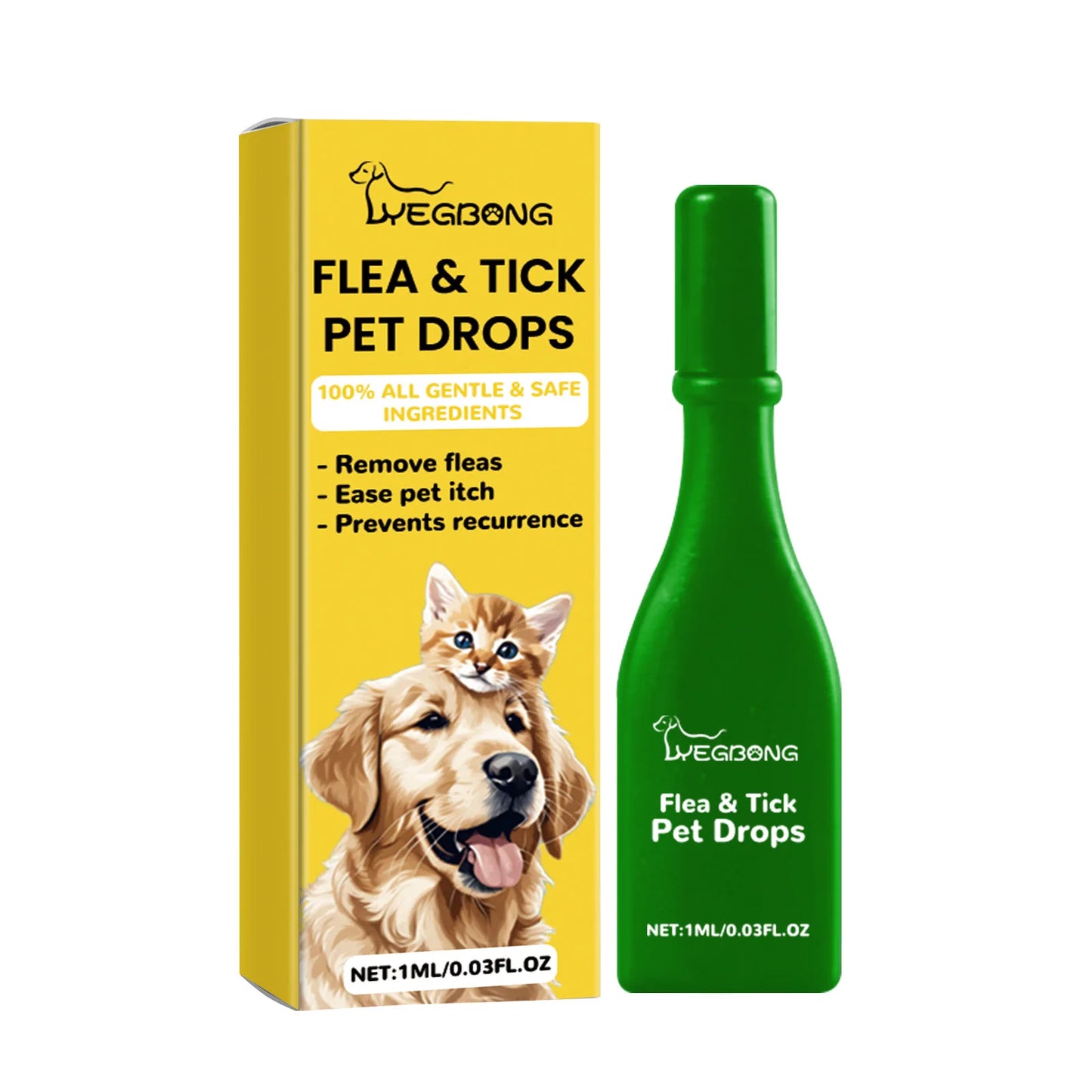 Yegbong Flea Tick Mite Repellent Drops for Dogs & Cats