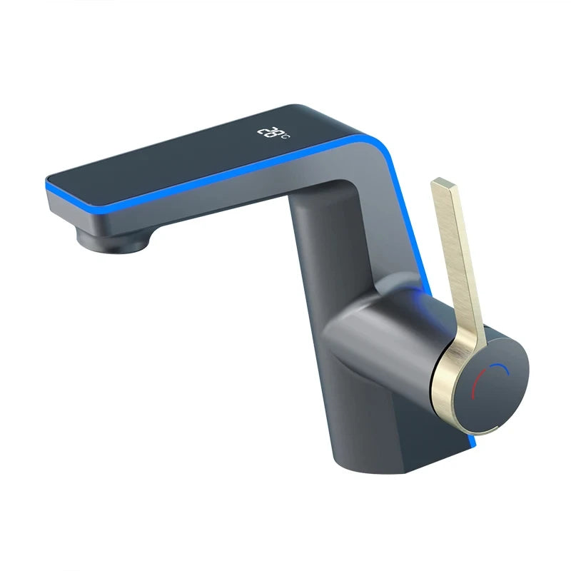LED Temperature Display Basin Faucet | Single Hole Sink Mixer