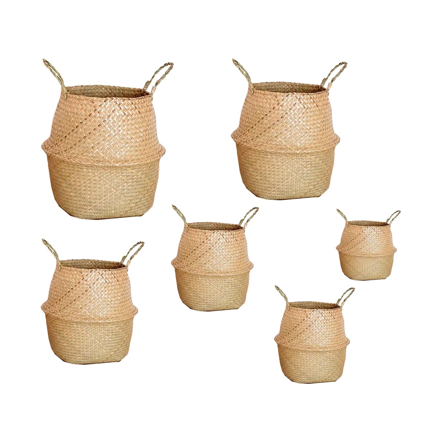 Seagrass Wickerwork Basket Portable Dirty Laundry Hamper Storage Basket Garden Plant Basket Home Decor Peaceful Pleasures Health and Wellness S-2XL