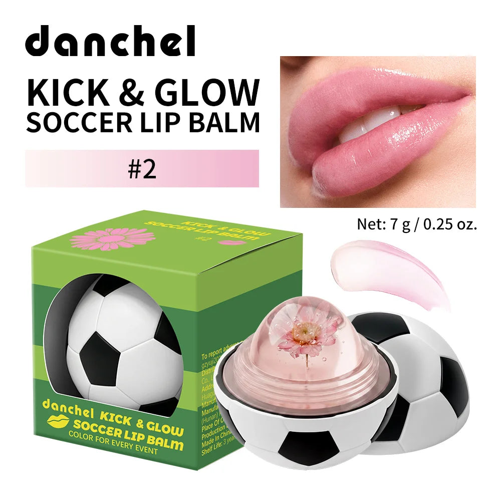 Kick & Glow Soccer Lip Balm Deep Hydrating Repair Soccer Appearance Design Silky Texture Flower Color Changing Lipstick Peaceful Pleasures Health and Wellness 02
