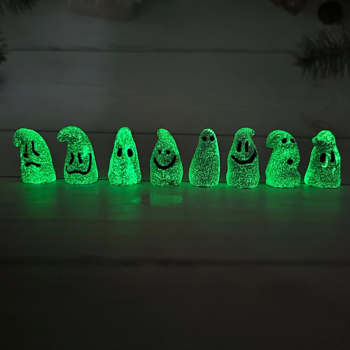 8-Pack Halloween Mini Ghost Resin Figurines | Glow Ornaments Halloween Figurines Peaceful Pleasures Health and Wellness
