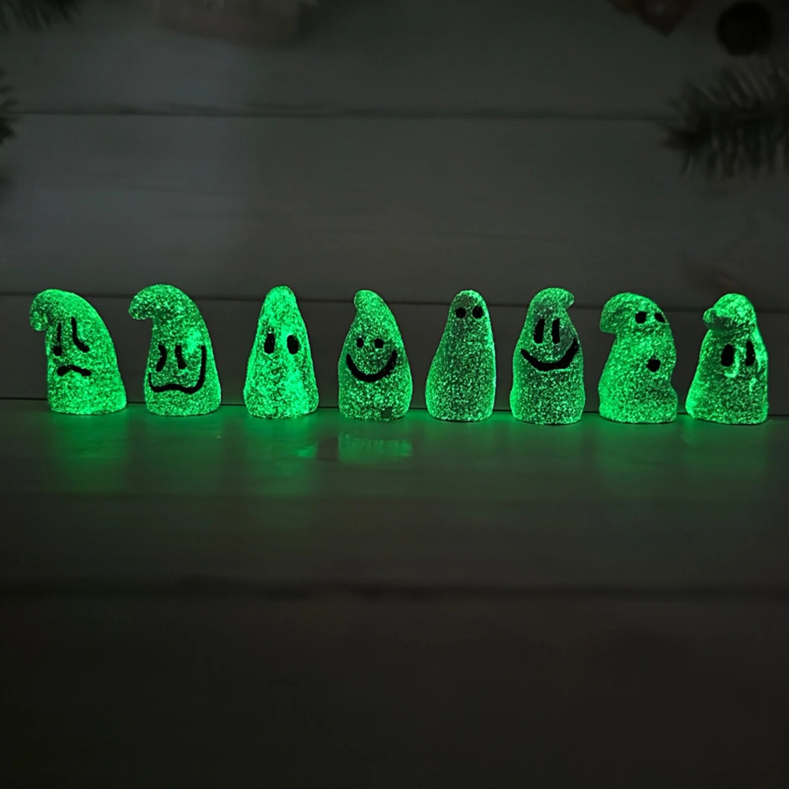 8-Pack Halloween Mini Ghost Resin Figurines | Glow Ornaments Halloween Figurines Peaceful Pleasures Health and Wellness