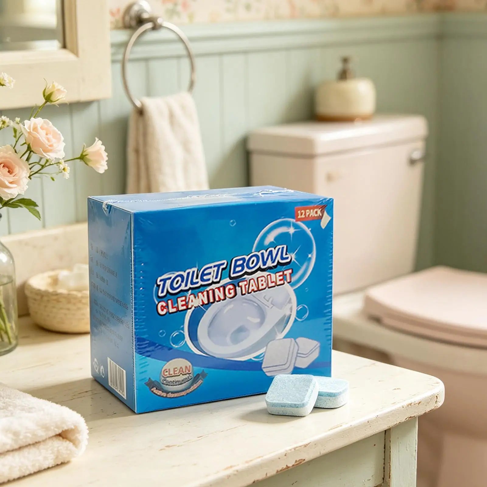 Toilet Tank Cleaner Tablets 180g Long-Lasting Fresh Scent Automatic Bowl Cleaner for Hard Water Limescale, Home Hotel Commercial Peaceful Pleasures Health and Wellness