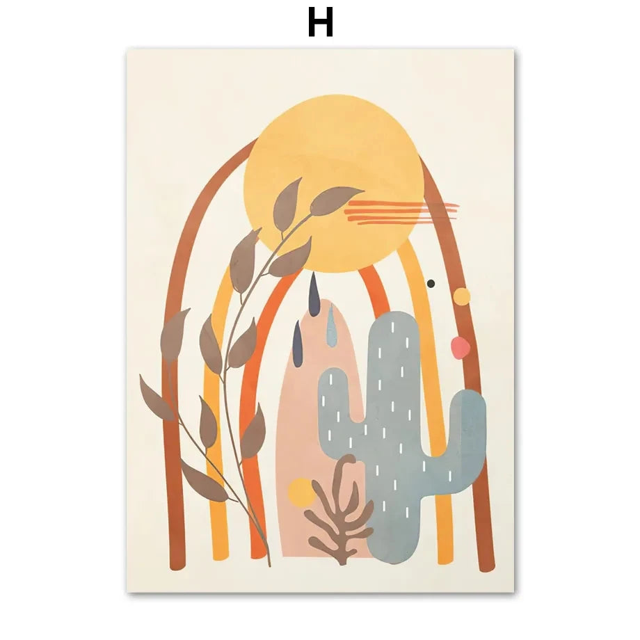 Boho Natural Leaf Flower Vase Abstract Posters Prints Canvas Painting Morandi Nordic Wall Art Pictures Living Room Home Decor Peaceful Pleasures Health and Wellness H 40x50cm Unframed