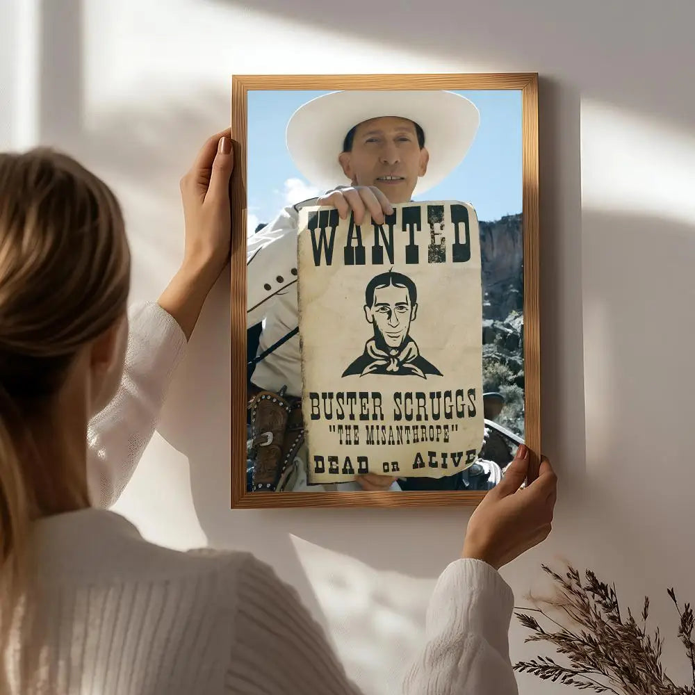 Movie T-The Ballad of Buster Scruggs Poster HD Self Adhesive Waterproof Wall Art Ideal for Home Office Dorm Bedroom Great Gift Peaceful Pleasures Health and Wellness White4 40X50cmNoframe
