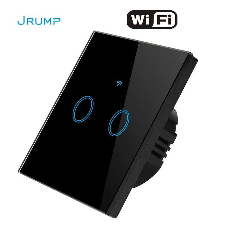 Matter Smart Wifi Wall Touch Switch No Neutral Wire Required Wireless Remote Control EU Switch For HomeKit Alexa Google Assistan Peaceful Pleasures Health and Wellness Black 2 Gang