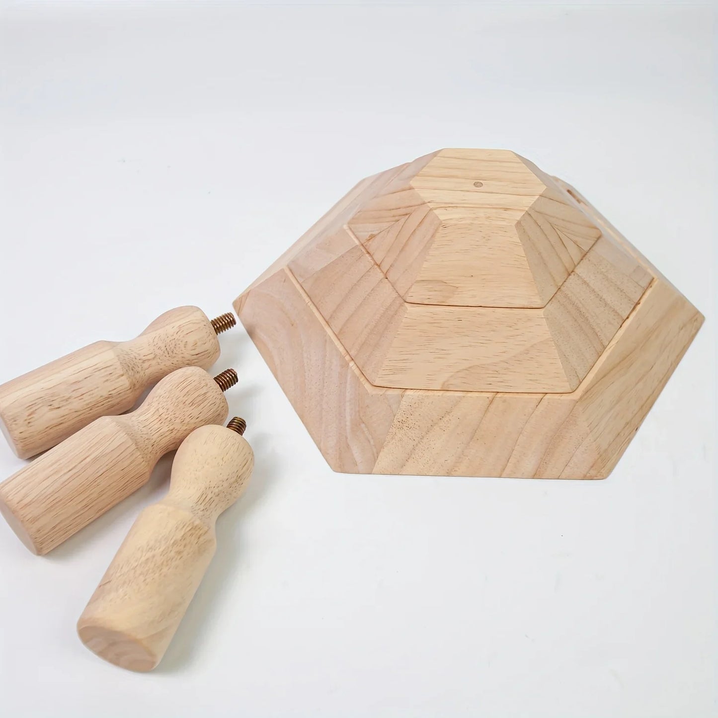 Hexagonal Pottery Molds Set for Bowls & Plates Ceramic Interchangeable Handle Clay Rapid Prototyping Geometric Reusable Molds Peaceful Pleasures Health and Wellness WOOD