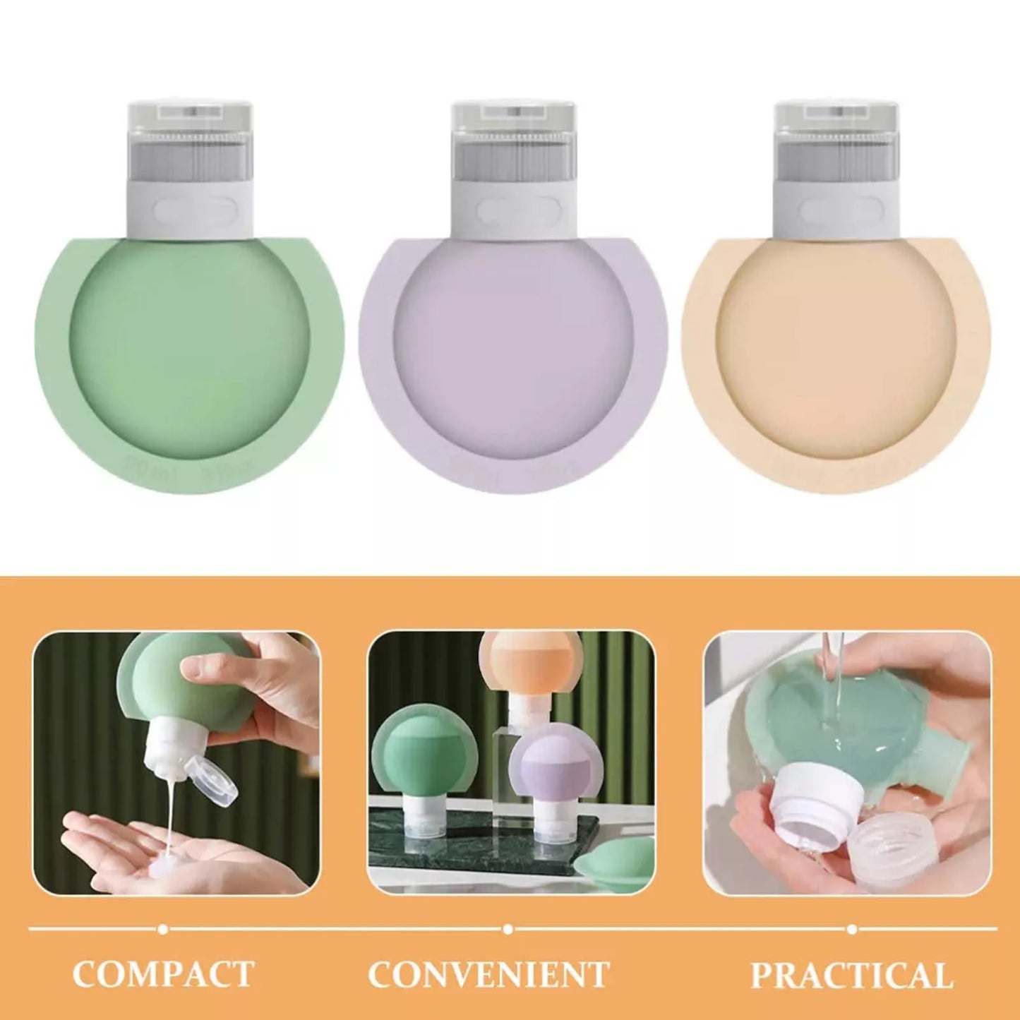 Silicone Travel Dispenser Bottles Wide Opening Design Easy Filling Dispenser Bottles for Cosmetic Shampoo and Lotion Peaceful Pleasures Health and Wellness