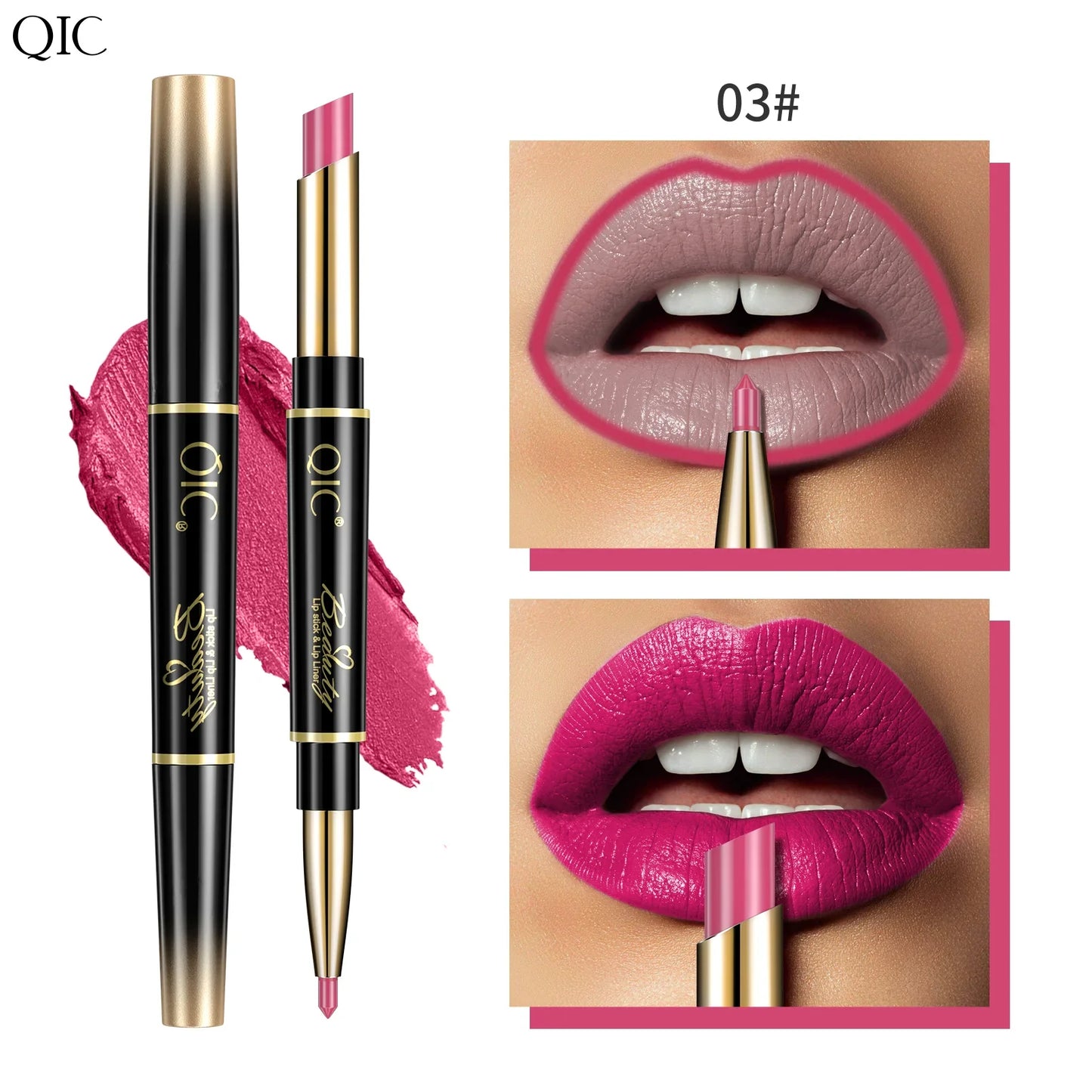 QIC Matte Velvet Lip Liner Pencil – Long-Lasting Contour