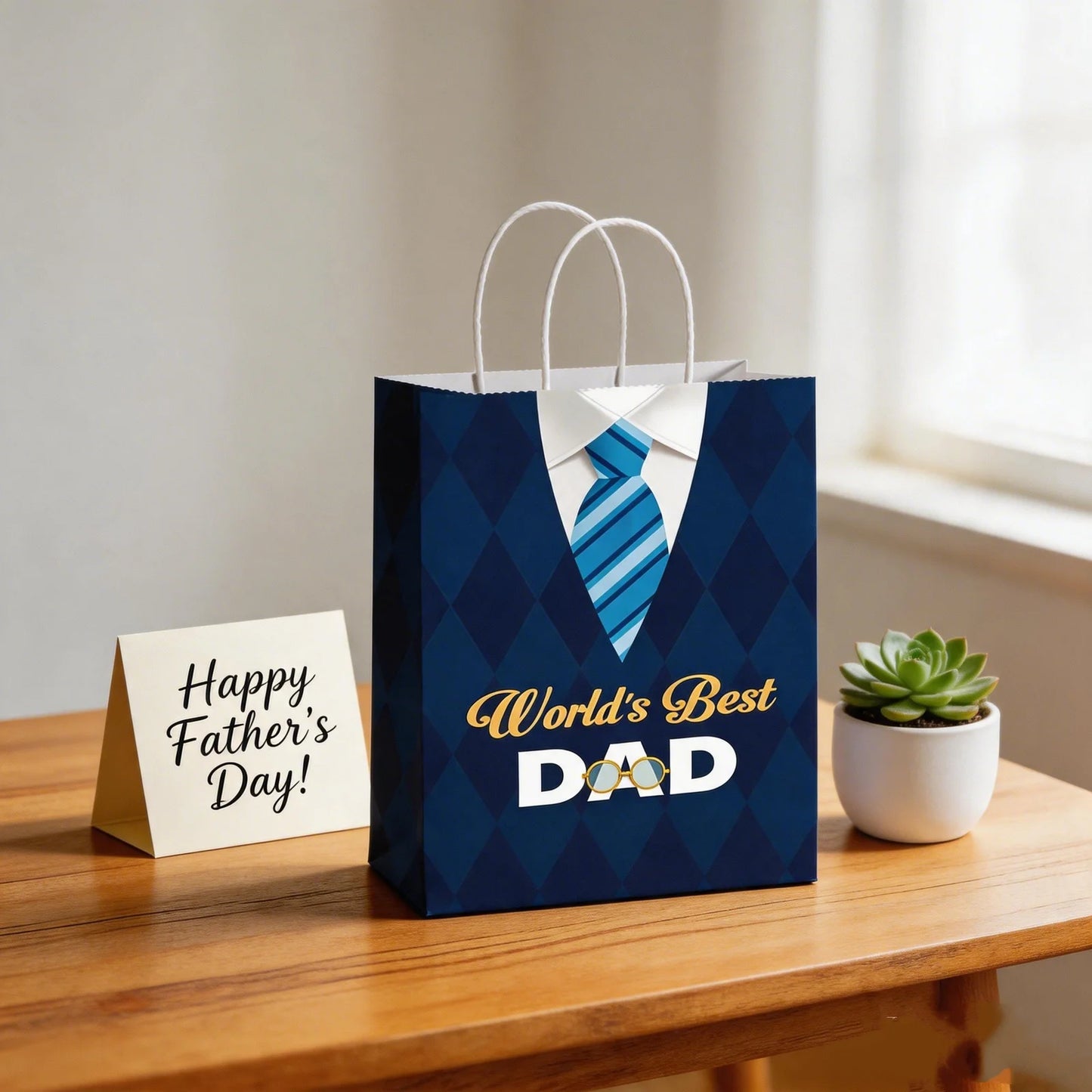 1pc Worlds Best Dad Paper Gift Bag For Fathers Day Gift Wrap Present Bags Party Favor Supplies Bulk For Husband Grandfather Peaceful Pleasures Health and Wellness Worlds Best Dad 16 x 22cm