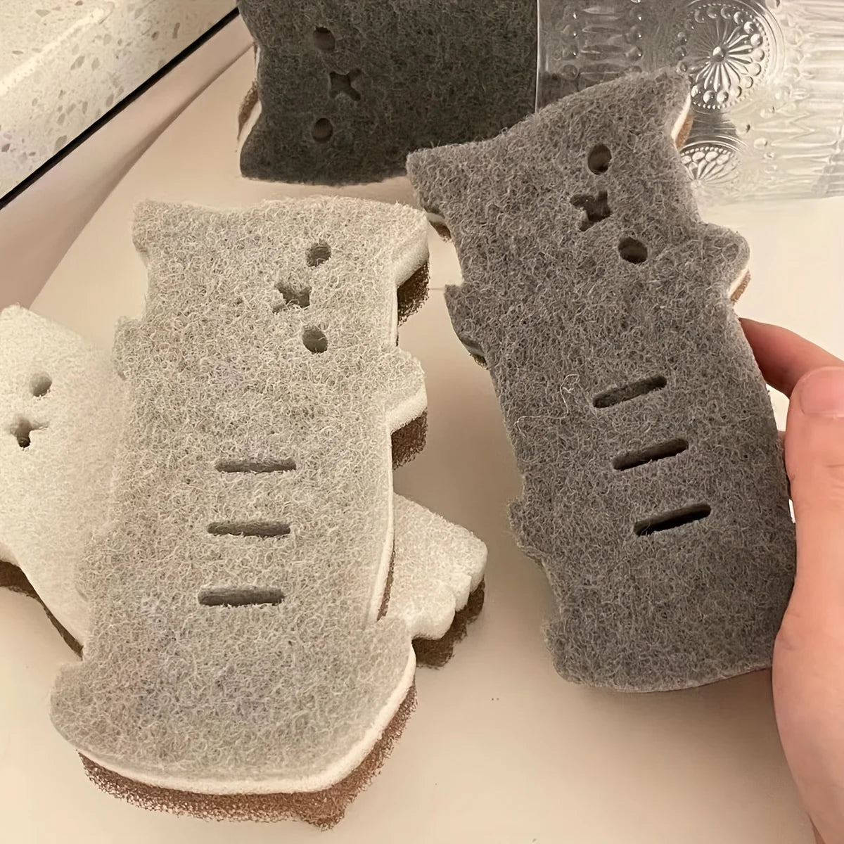 4-Pack Cute Cat Kitchen Sponge Set | Microfiber Dishwashing