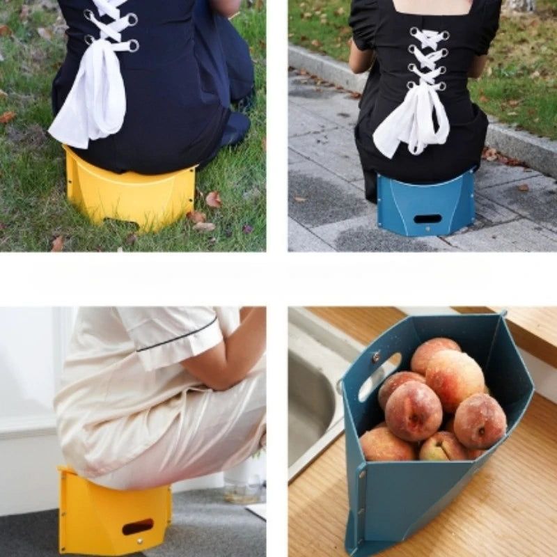 Multi Function Portable Folding Stool Non Slip Plastic Chair Outdoor Camping Fishing Card Folding Shrink Hand Basket Step Stool Peaceful Pleasures Health and Wellness