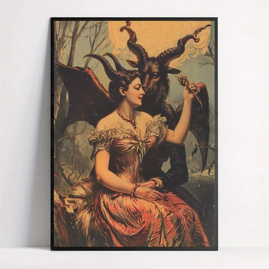 Spooky Gothic Valentine Canvas Art Print Frameless Wall Hanging Decor for Home Office, Living Room, Bedroom Retro Art Deco Style Peaceful Pleasures Health and Wellness