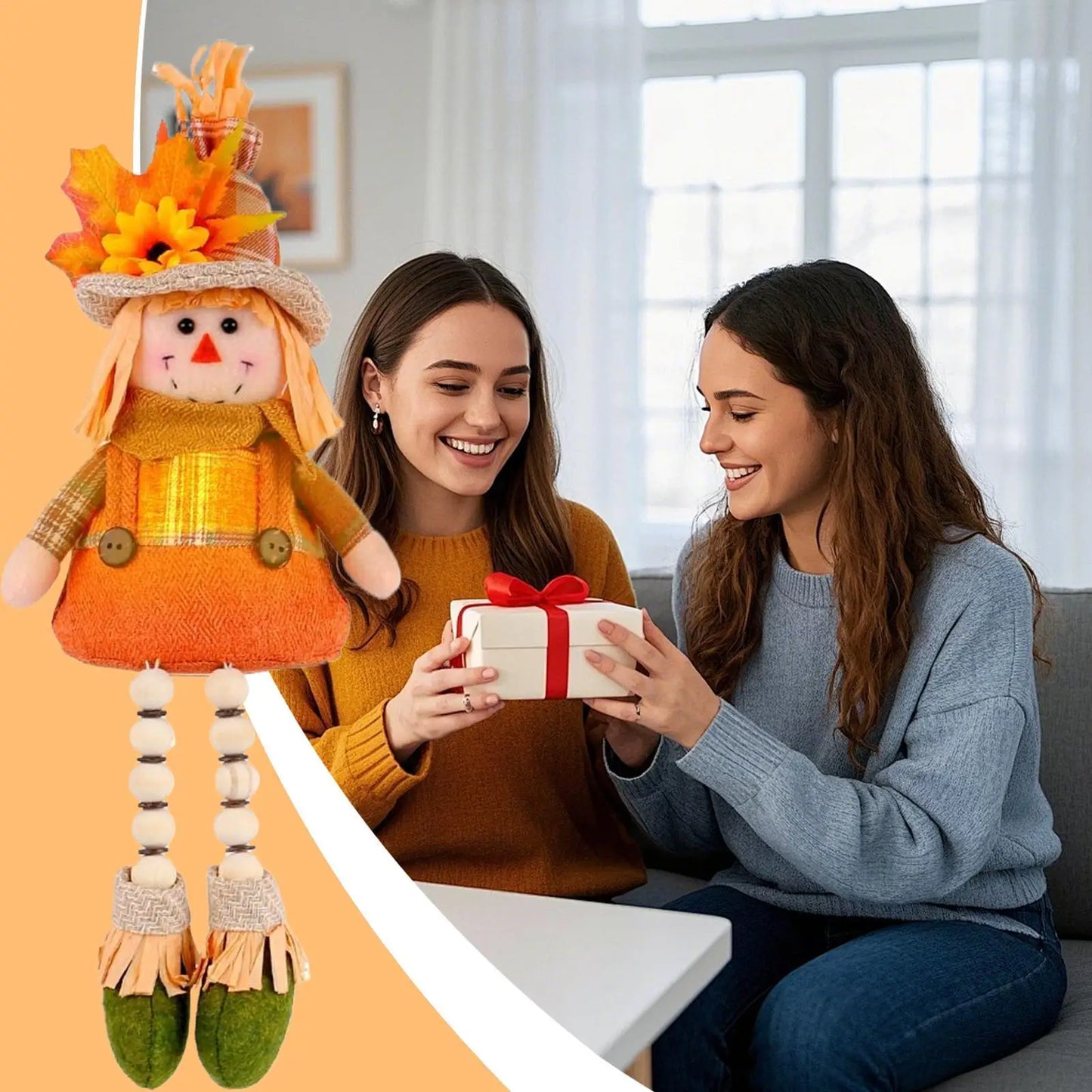 15" Fall Scarecrow Light-Up Tabletop Doll | Thanksgiving Décor