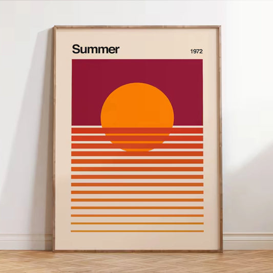 Modern Bauhaus Summer Canvas Wall Art Print | Home Decor Canvas Wall Art Peaceful Pleasures Health and Wellness G4566 30x40cm Wood Framed