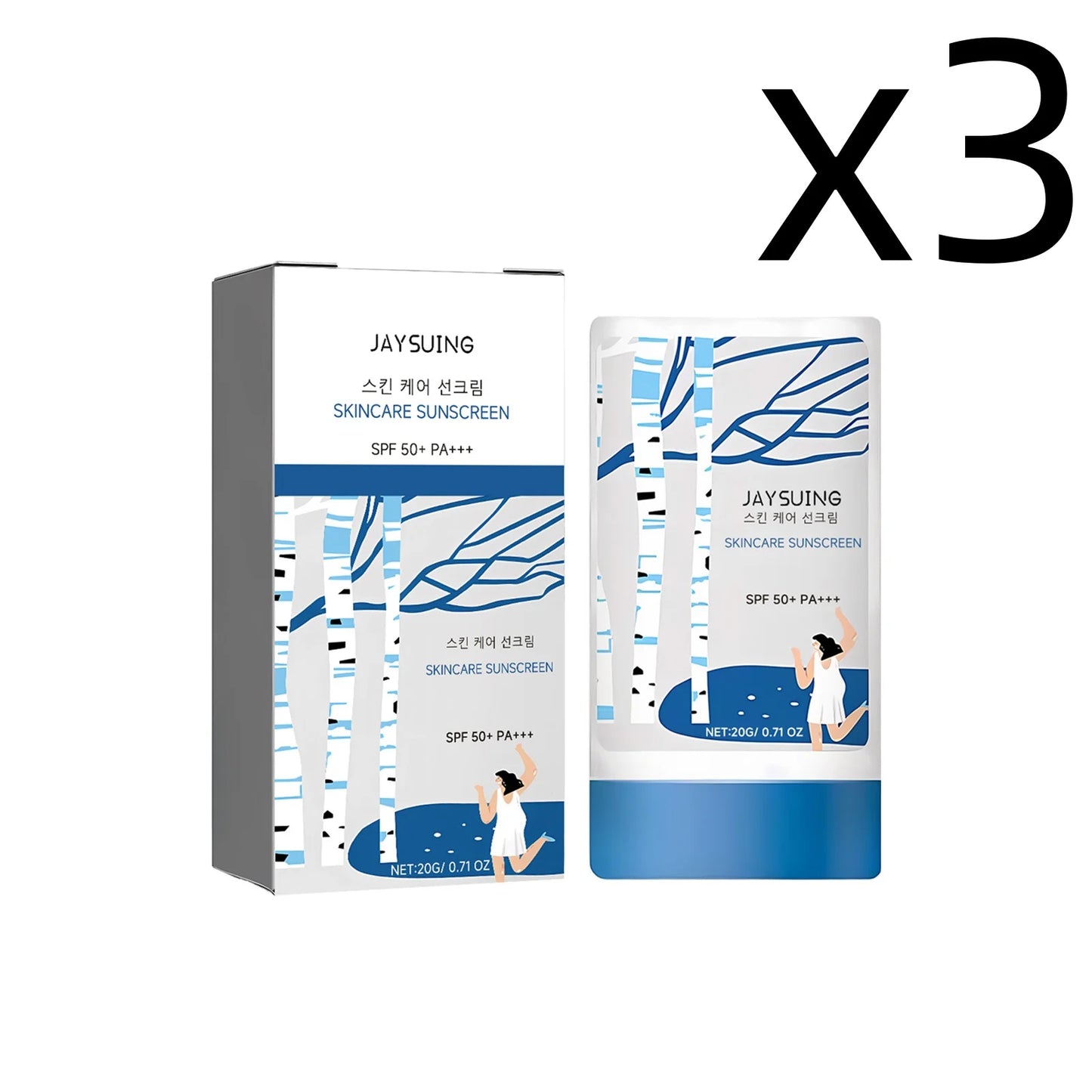 UV Sunscreen Stick Spf50 Lasting Waterproof Moisturize Layer Oil Control Repair Sunburn Antioxidant Skin Sun Protection Cream Peaceful Pleasures Health and Wellness 3x20g 20g
