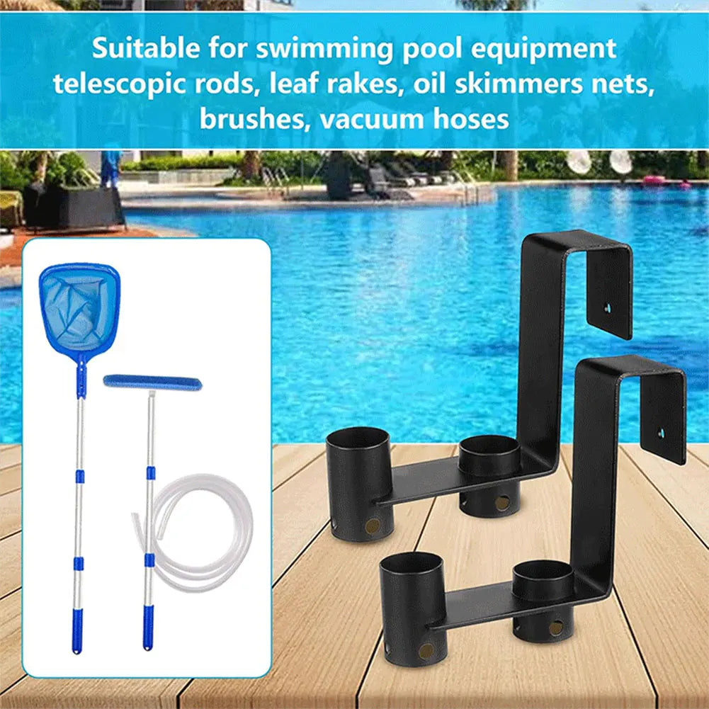 Pool Fence Hooks – Metal Tool Organizer Hangers, 2-Pack Peaceful Pleasures Health and Wellness