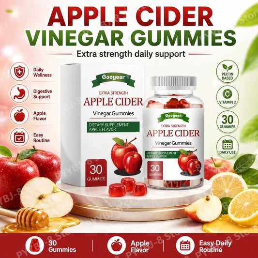 Googeer Apple Cider Vinegar Gummies Extra Strength 30 CT ACV Gummy Supplement Peaceful Pleasures Health and Wellness